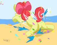 Apple_Bloom Confetti FireAlpaca MLPFiM author_fancy author_indifferent balloon_bits balloon_popping balloons beach bits colour filly plot pony popping s2p sitting text warm wut // 1708x1343 // 590.0KB